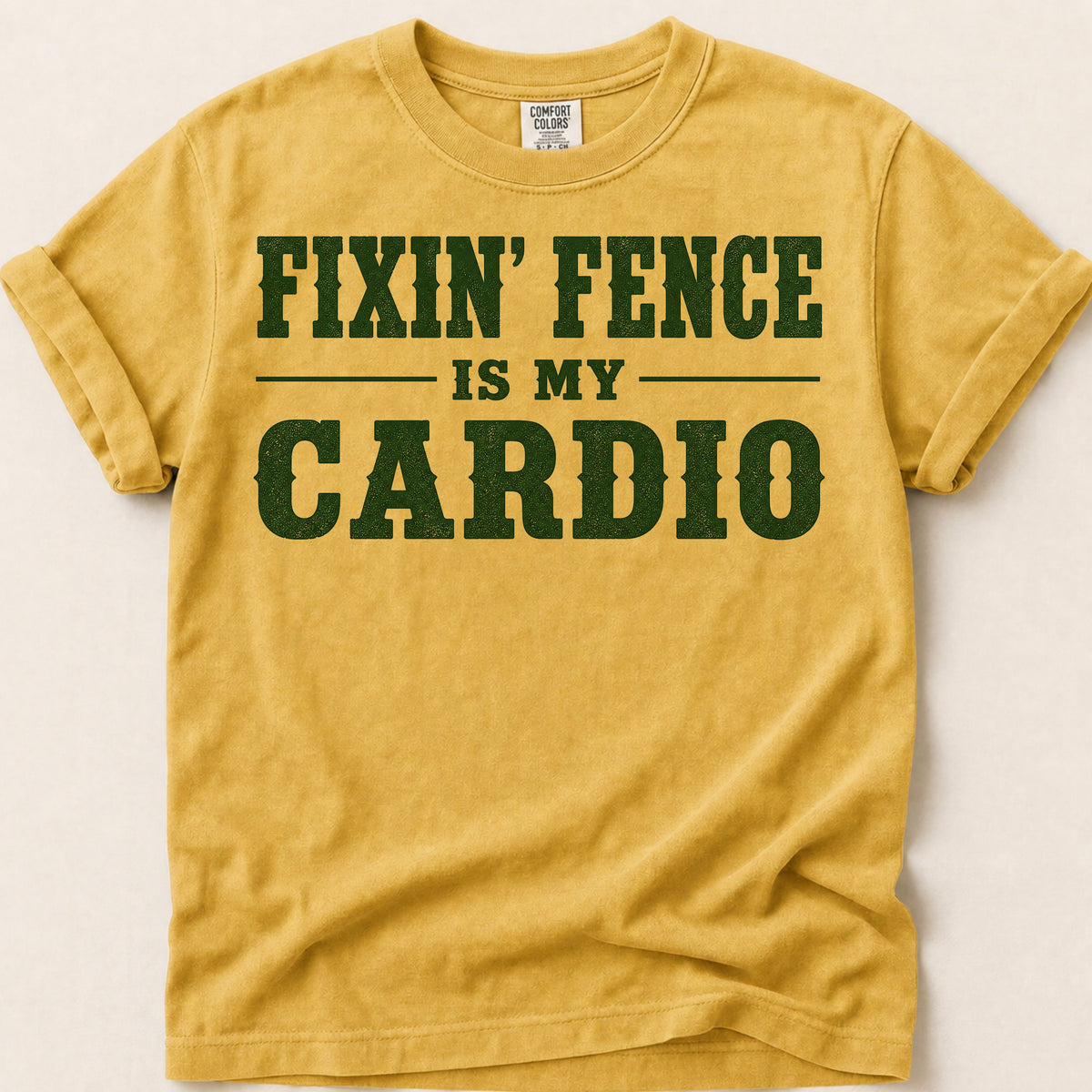 Fixin Fence Cardio T-Shirt on Mustard