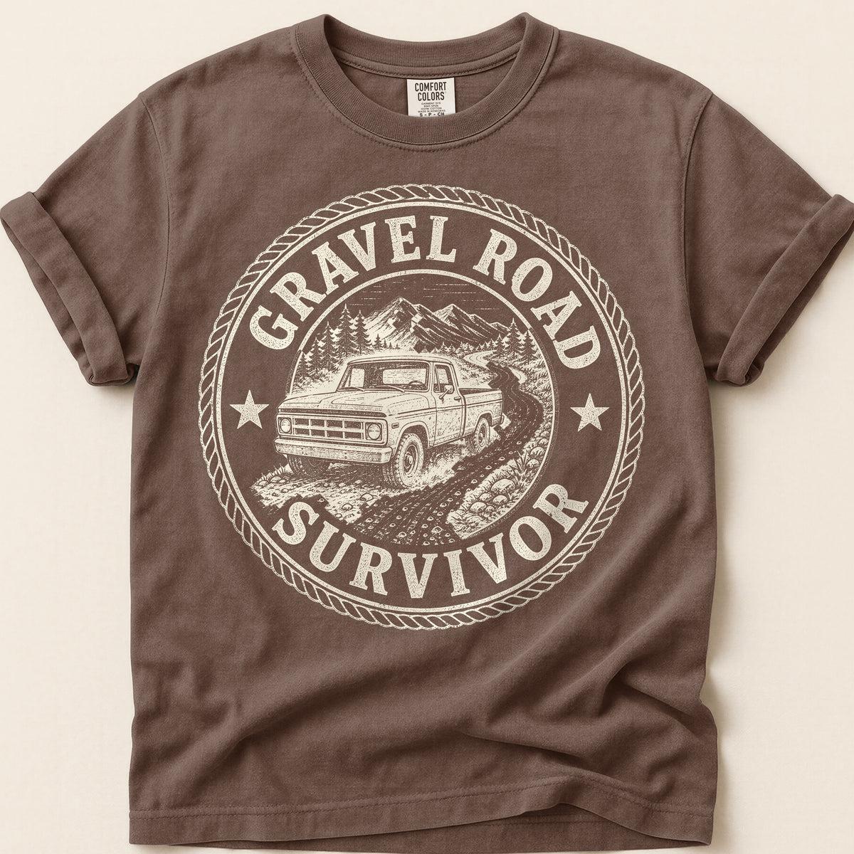 Gravel Road Survivor T-Shirt on Espresso
