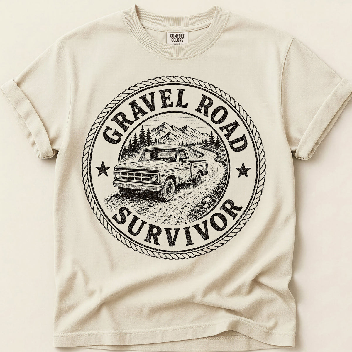 Gravel Road Survivor T-Shirt on Ivory
