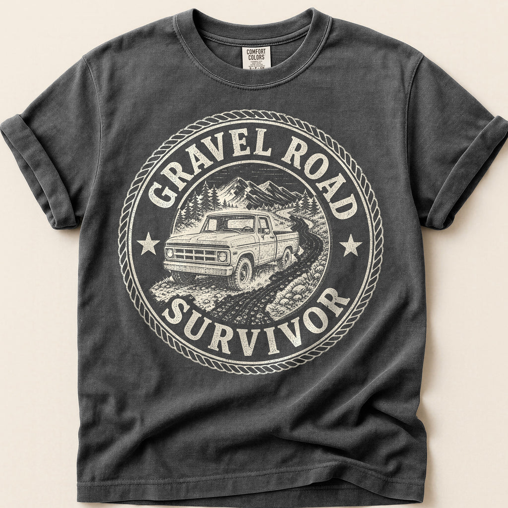 Gravel Road Survivor T-Shirt on Pepper