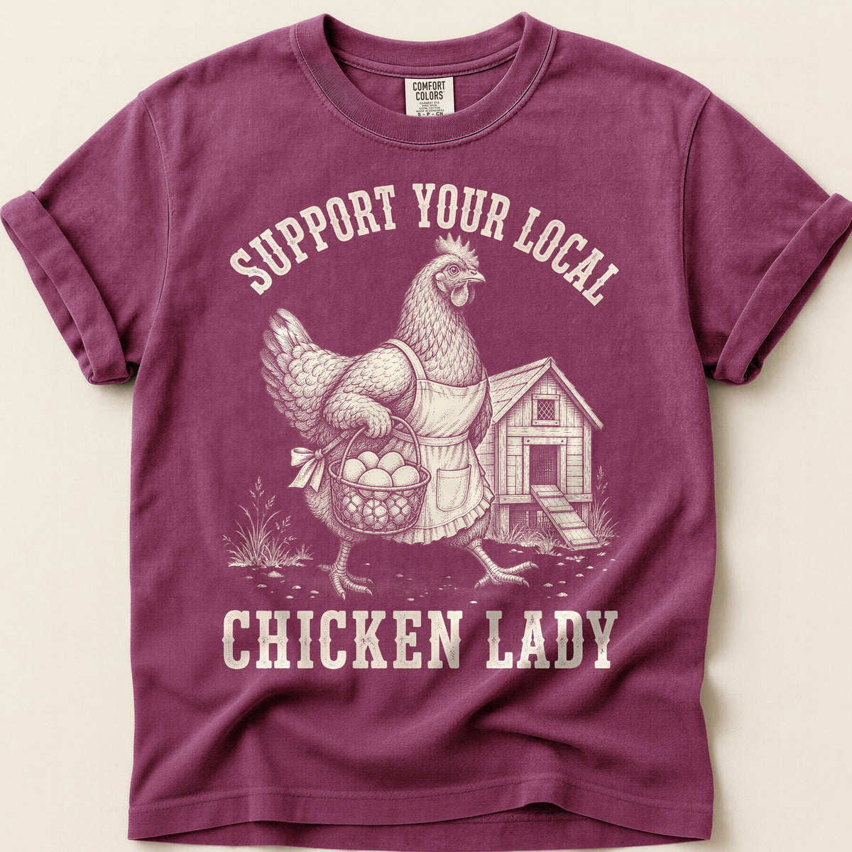 Local Chicken Lady T-Shirt on Berry
