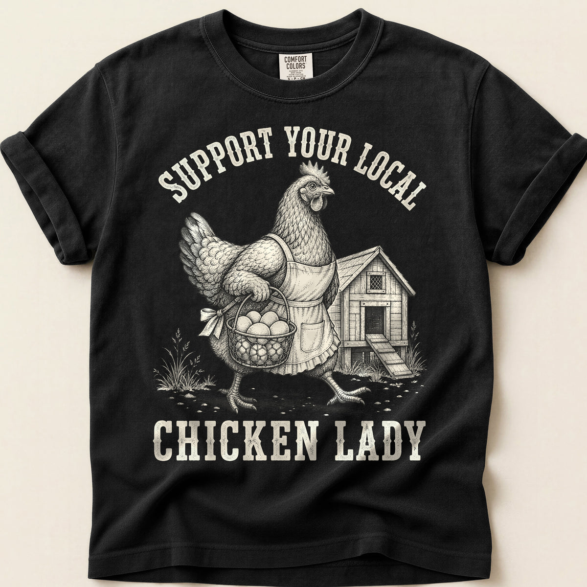 Local Chicken Lady T-Shirt on Black