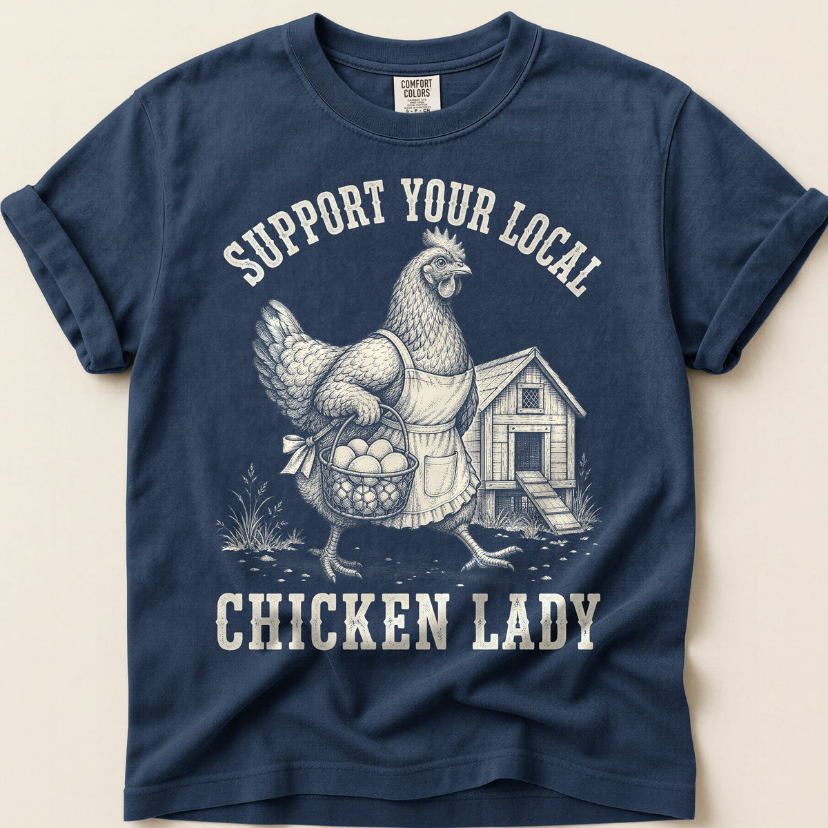 Local Chicken Lady T-Shirt on Navy