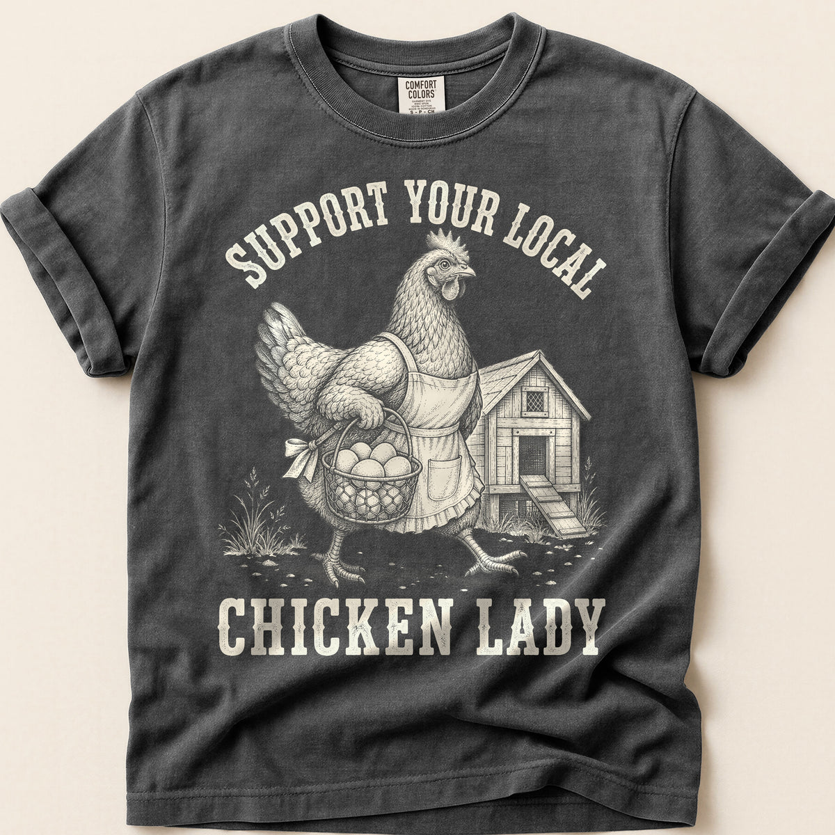 Local Chicken Lady T-Shirt on Pepper
