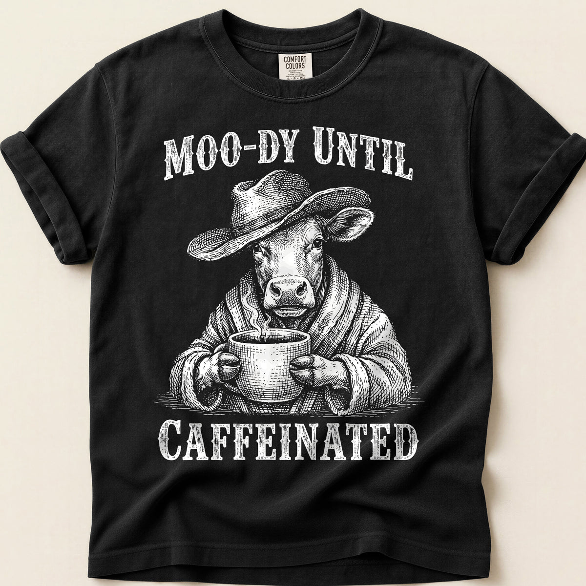 Moo-dy Caffeinated on Black