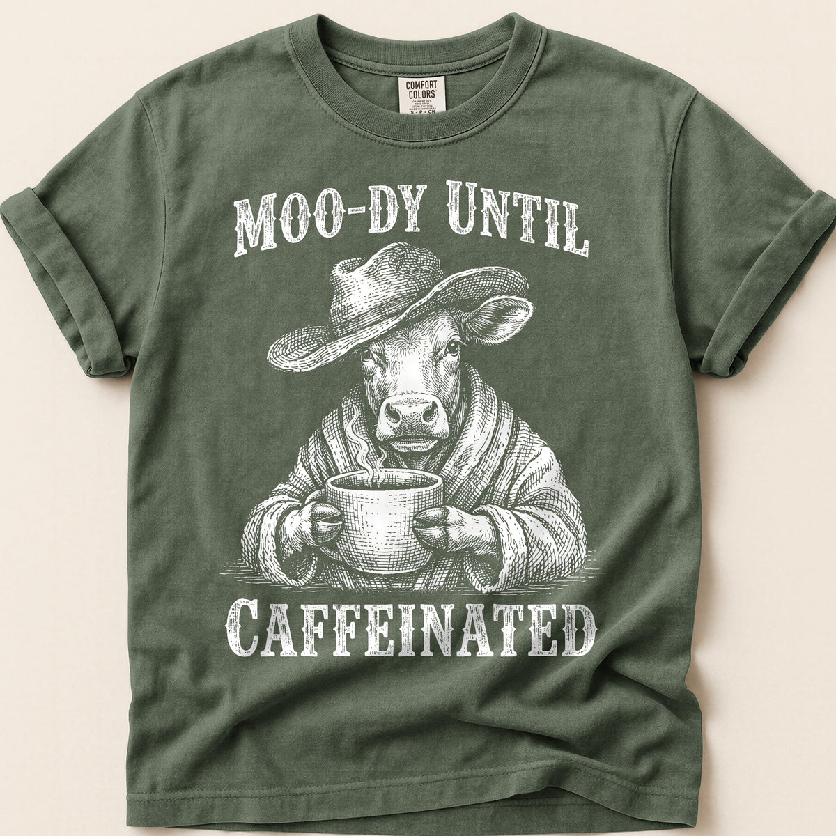 Moo-dy Caffeinated on Moss