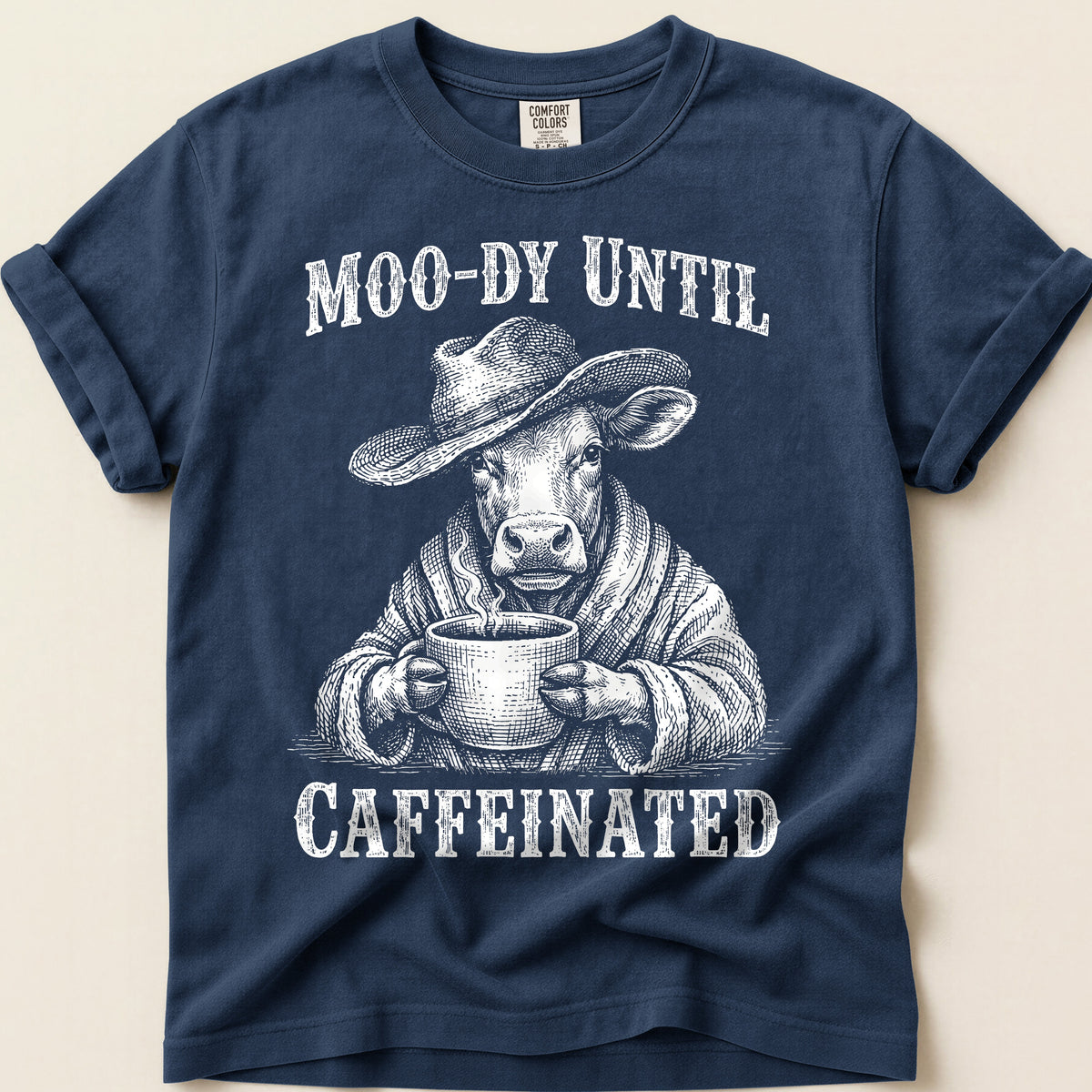 Moo-dy Caffeinated on Navy