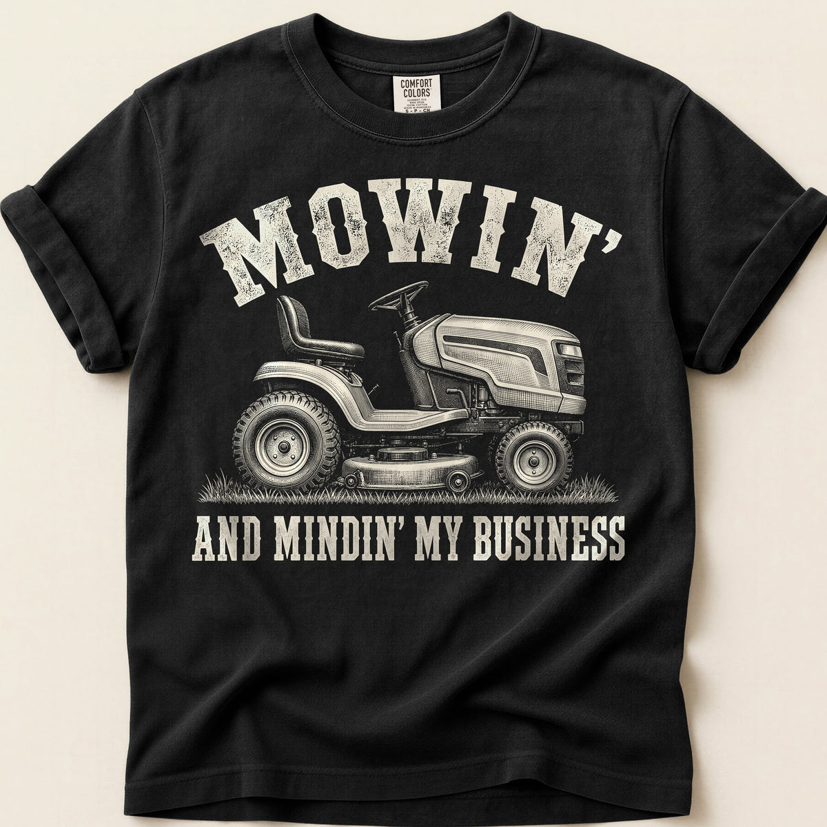 Mowin And Mindin T-Shirt on Black