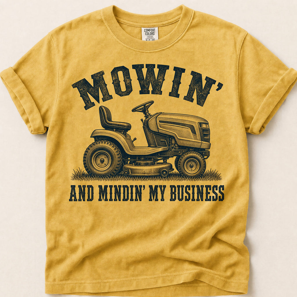 Mowin And Mindin T-Shirt on Mustard