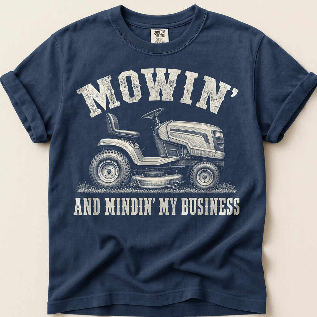 Mowin And Mindin T-Shirt on Navy