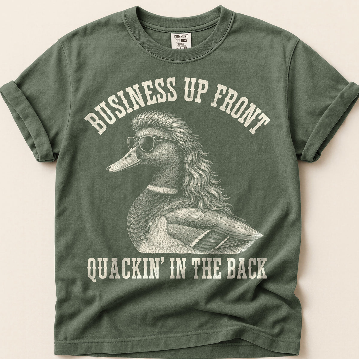 Mullet Duck T-Shirt on Moss
