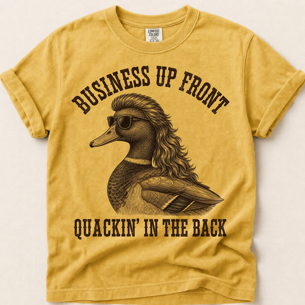 Mullet Duck T-Shirt on Mustard