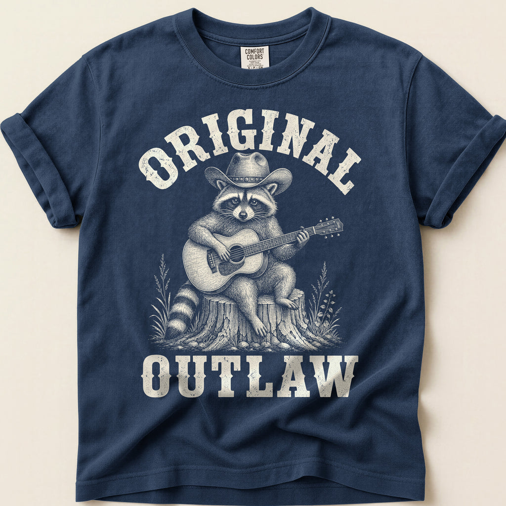 Original Outlaw Raccoon T-Shirt on Navy