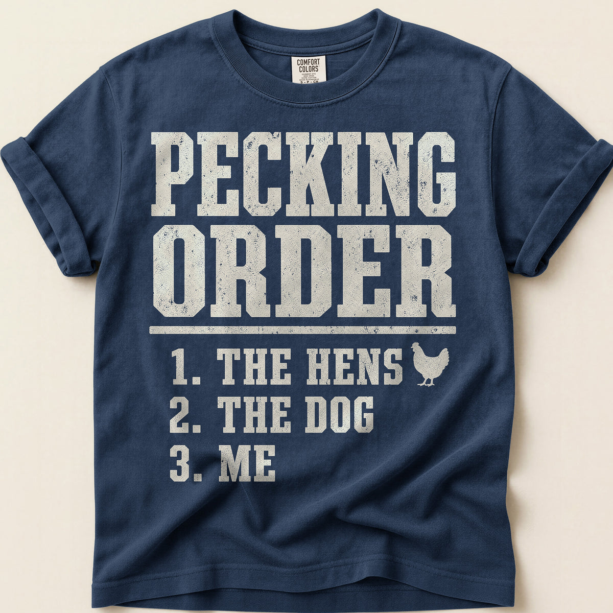 Pecking Order T-Shirt on Navy