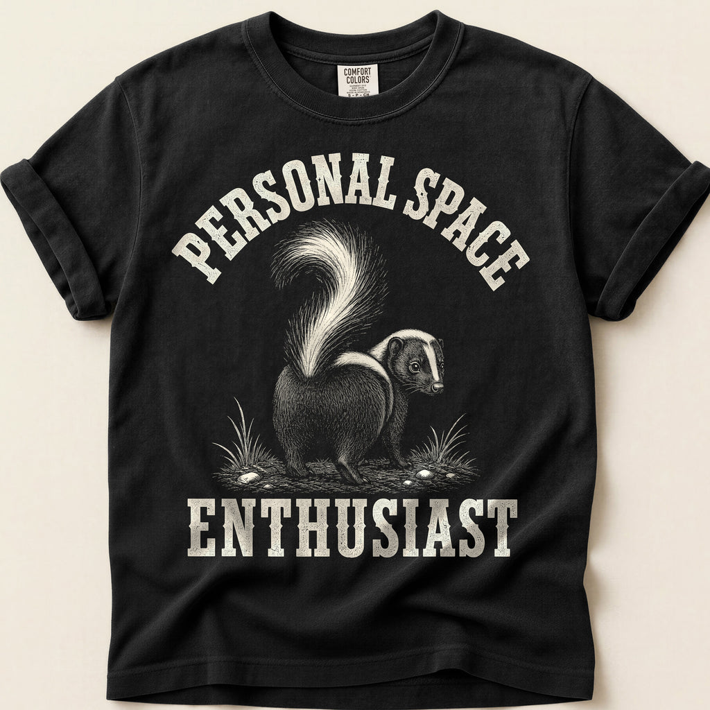 Personal Space Skunk T-Shirt on Black