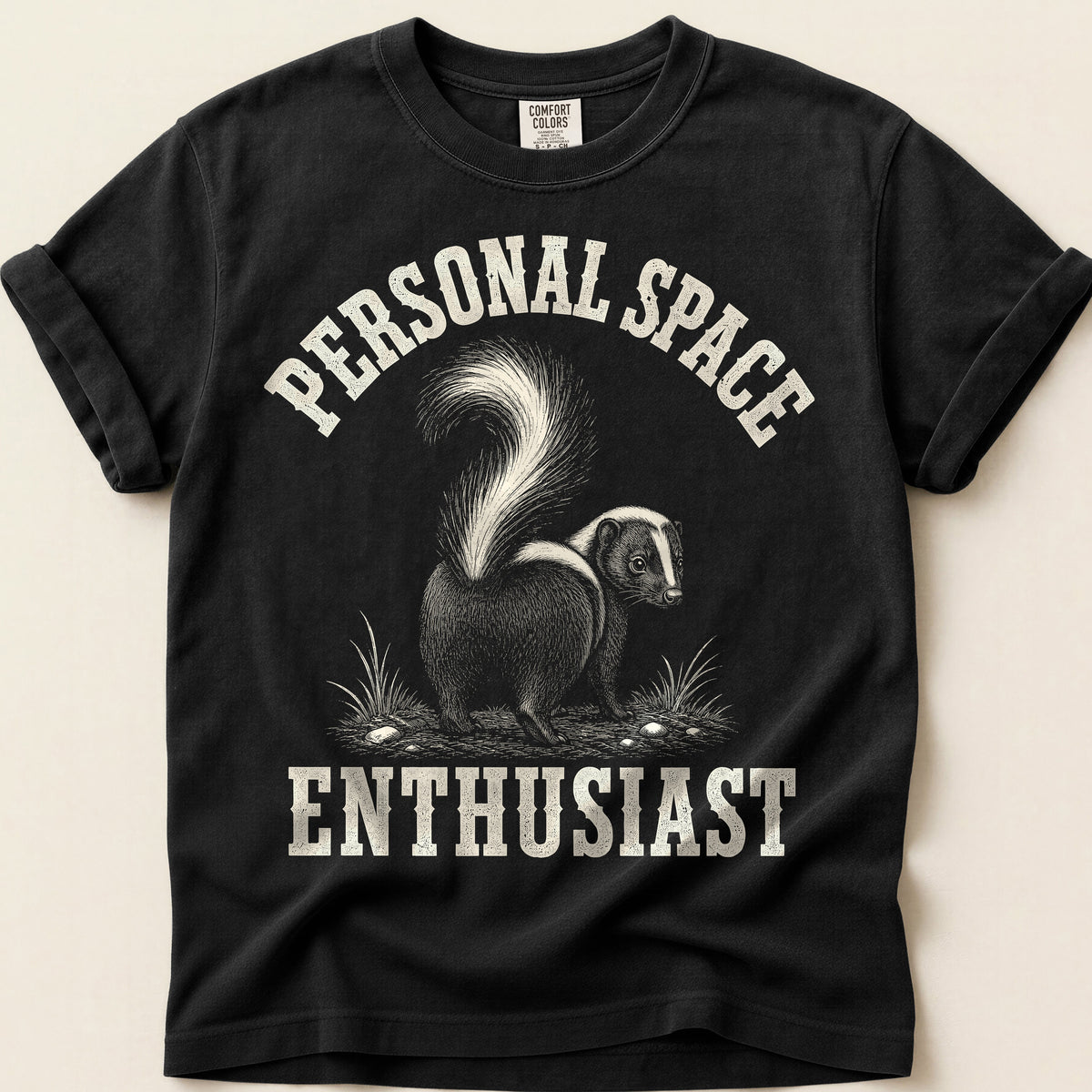 Personal Space Skunk T-Shirt on Black