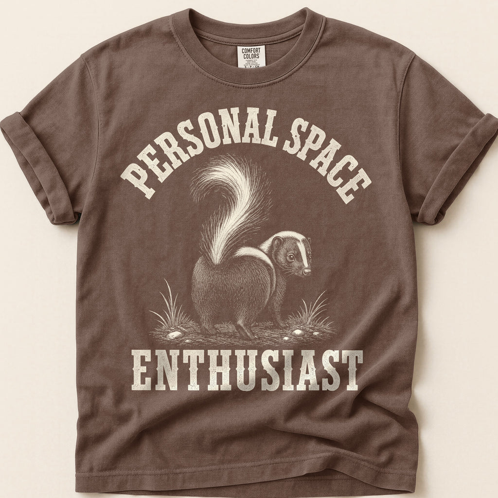 Personal Space Skunk T-Shirt on Espresso