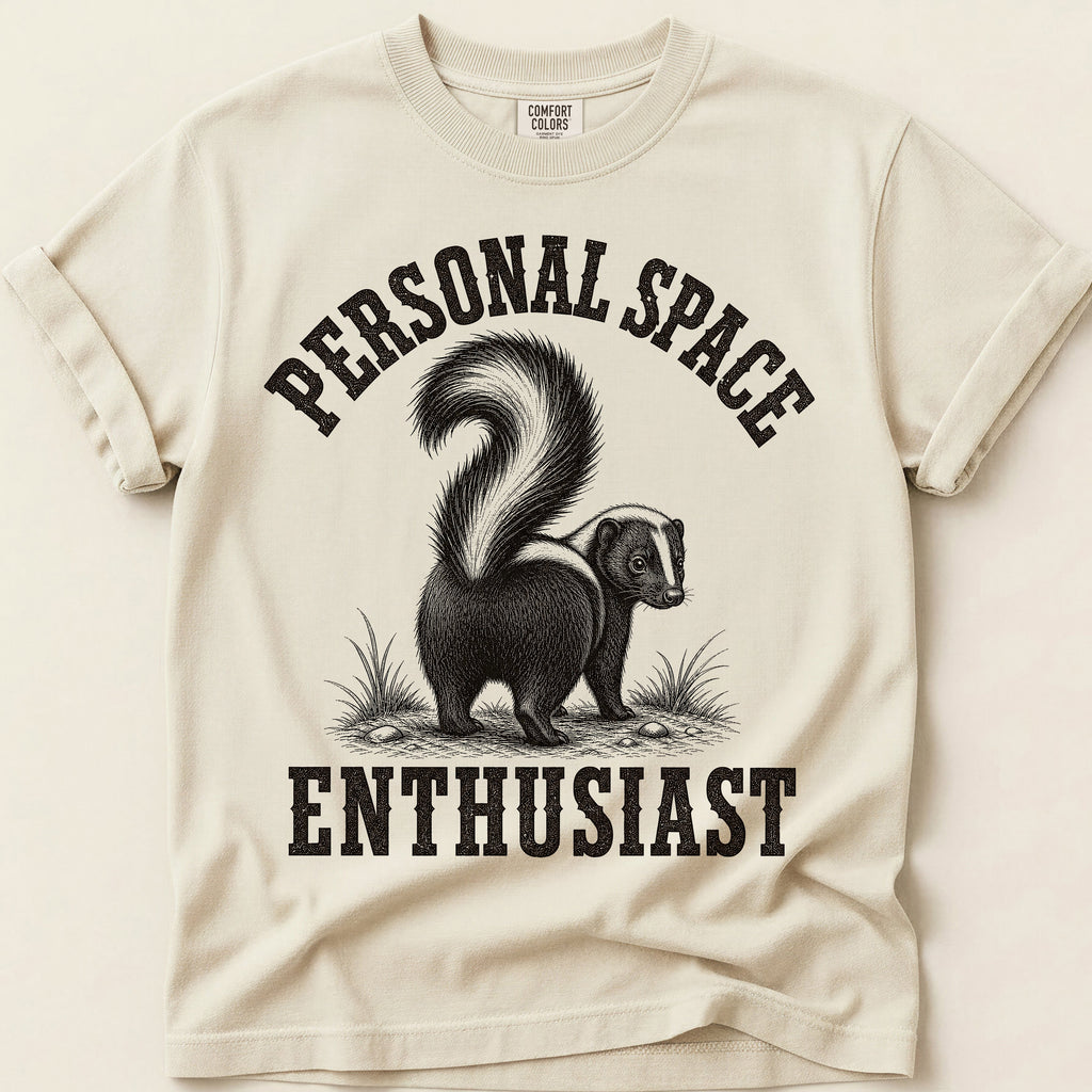 Personal Space Skunk T-Shirt on Ivory