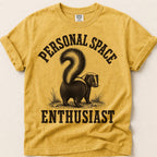 Personal Space Skunk T-Shirt on Mustard