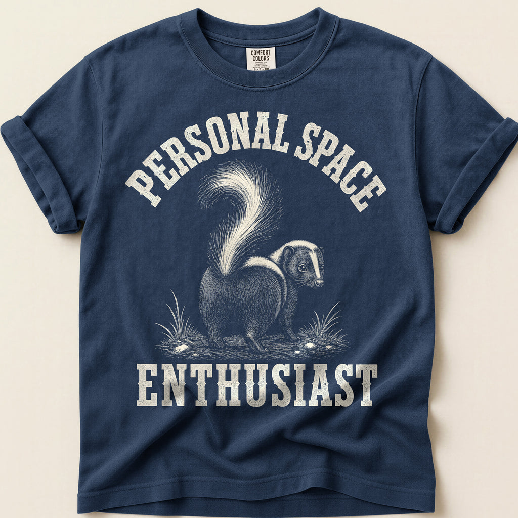 Personal Space Skunk T-Shirt on Navy