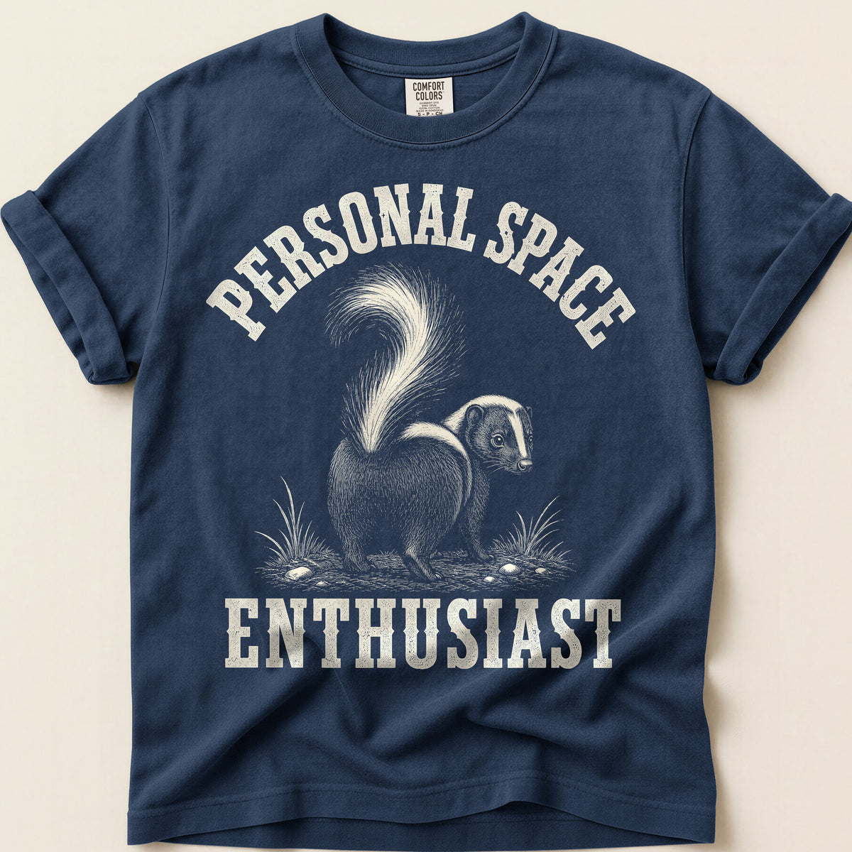 Personal Space Skunk T-Shirt on Navy