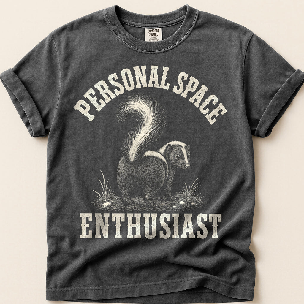 Personal Space Skunk T-Shirt on Pepper