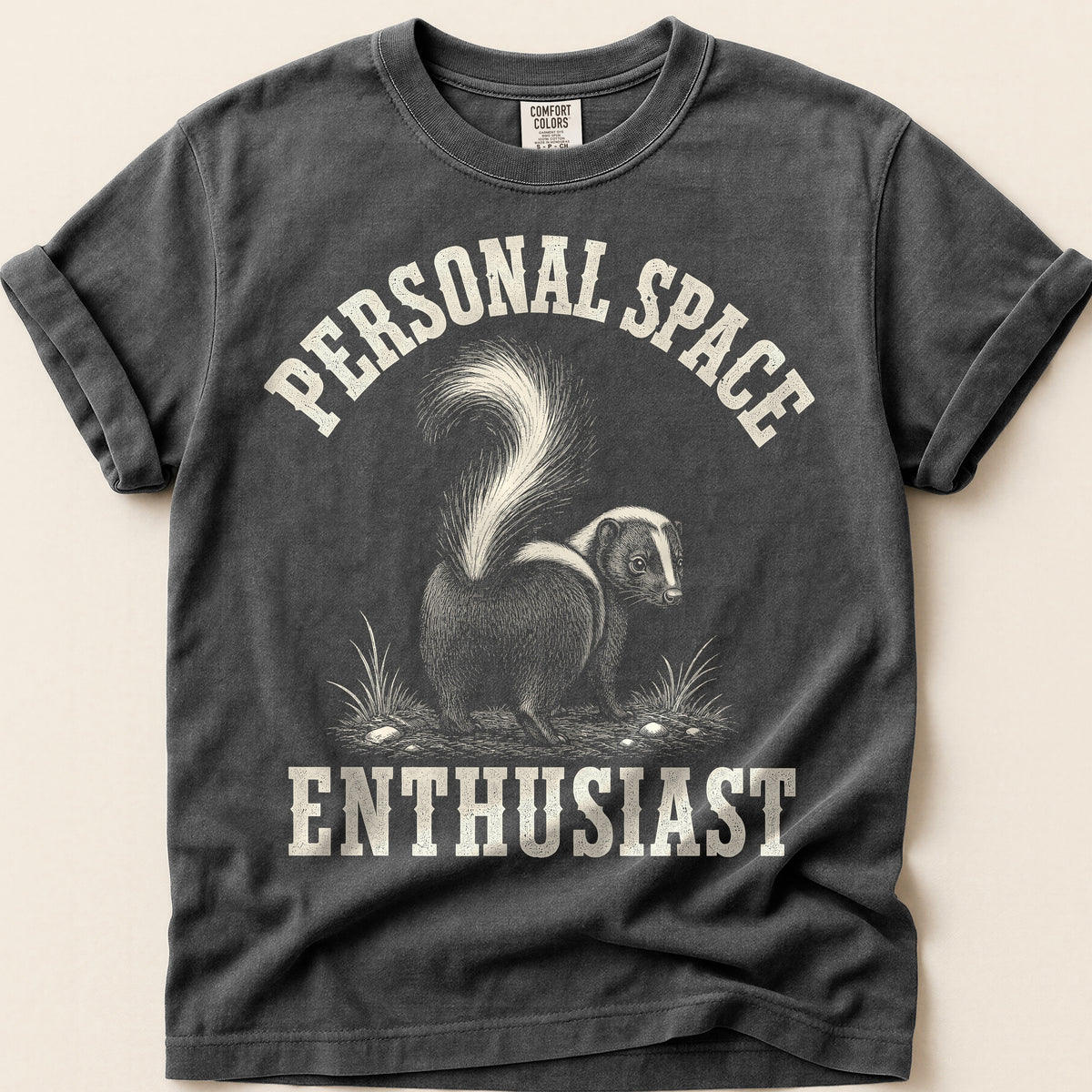 Personal Space Skunk T-Shirt on Pepper