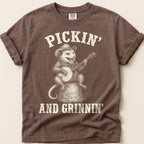 Pickin And Grinnin Possum T-Shirt on Espresso