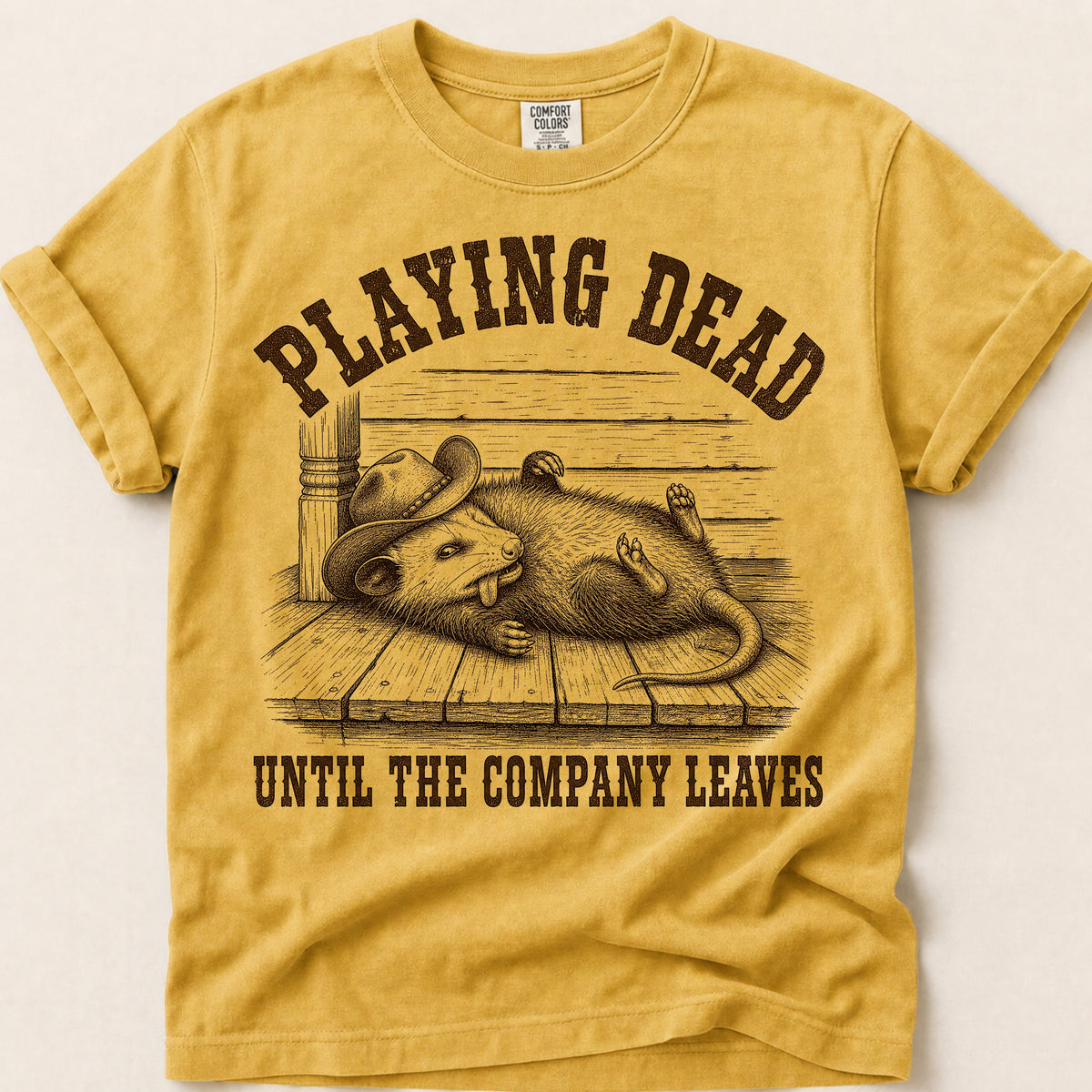 Playing Dead Company T-Shirt on Mustard