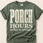 Porch Hours Crickets T-Shirt on Moss