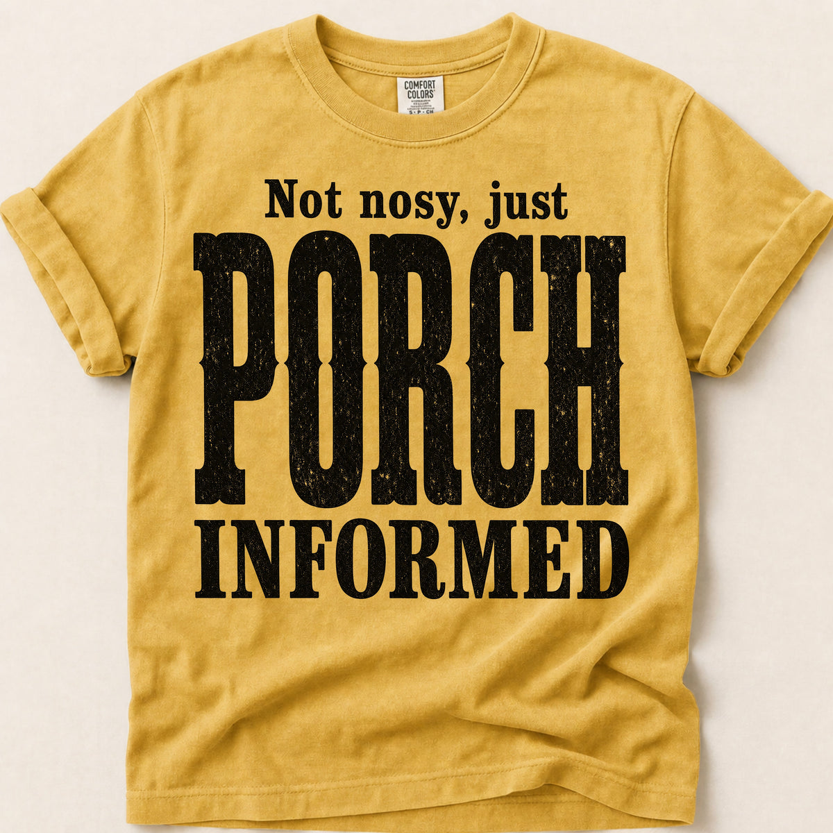 Porch Informed T-Shirt on Mustard