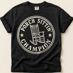 Porch Sittin Champion T-Shirt on Black