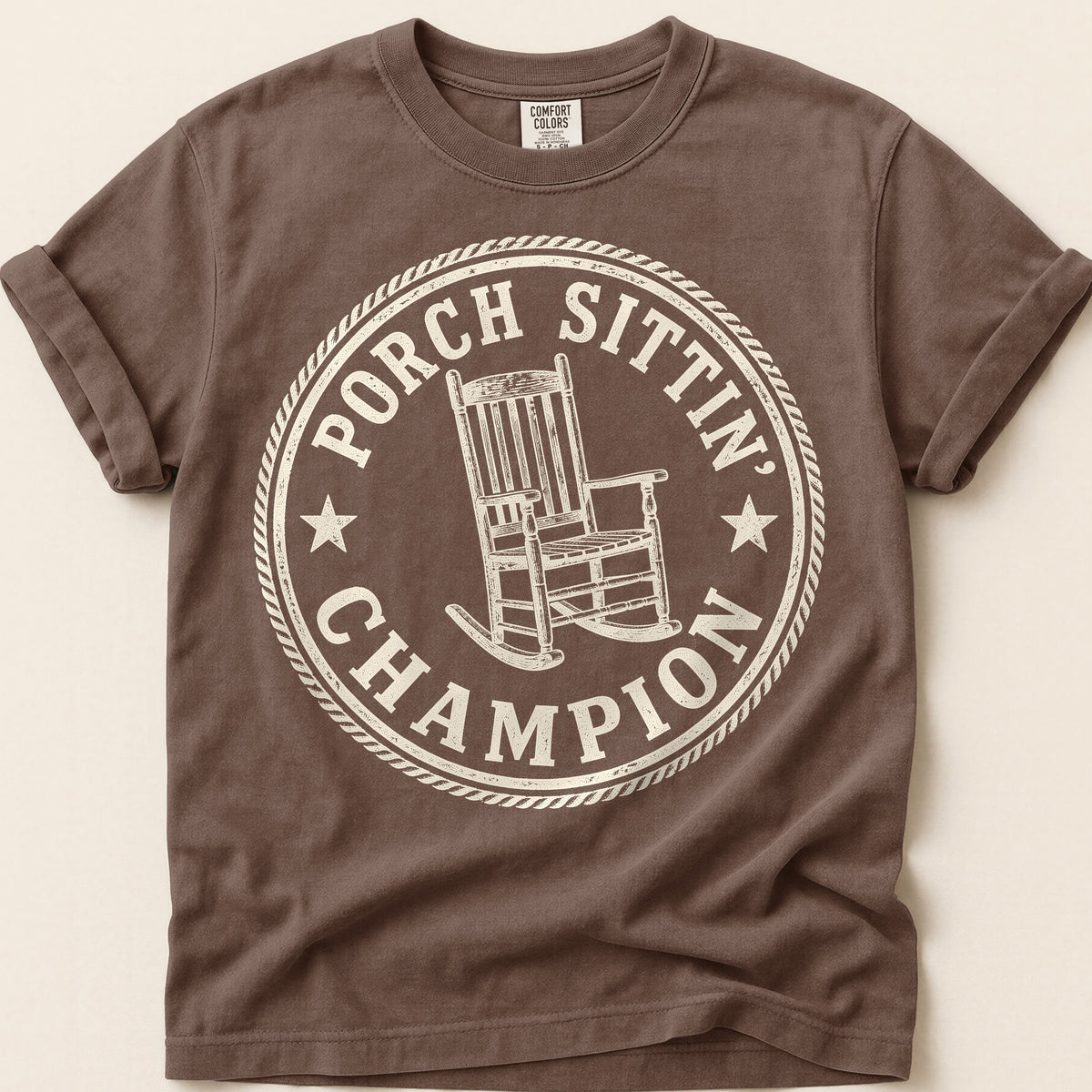 Porch Sittin Champion T-Shirt on Espresso