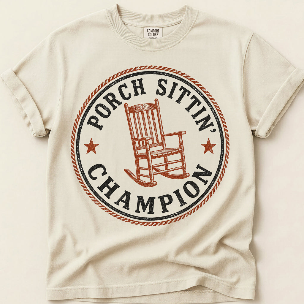 Porch Sittin Champion T-Shirt on Ivory
