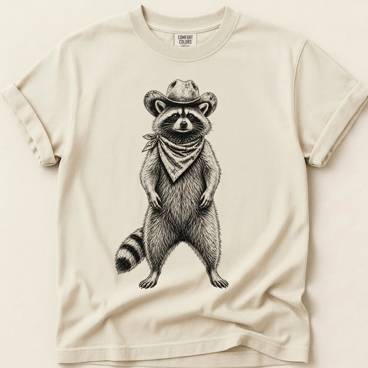 Raccoon Portrait T-Shirt on Ivory