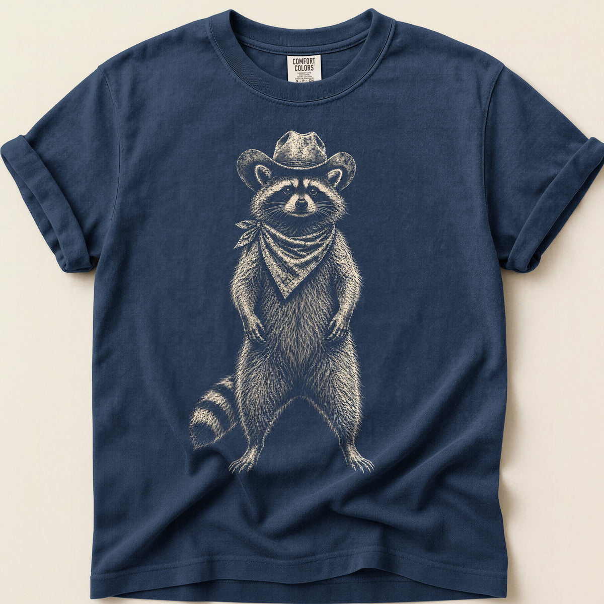 Raccoon Portrait T-Shirt on Navy