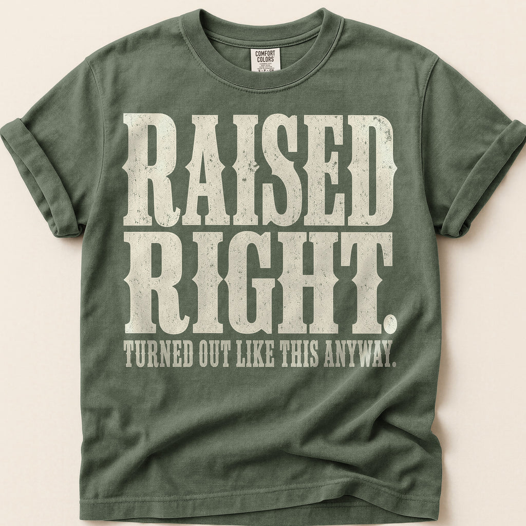 Raised Right T-Shirt on Moss