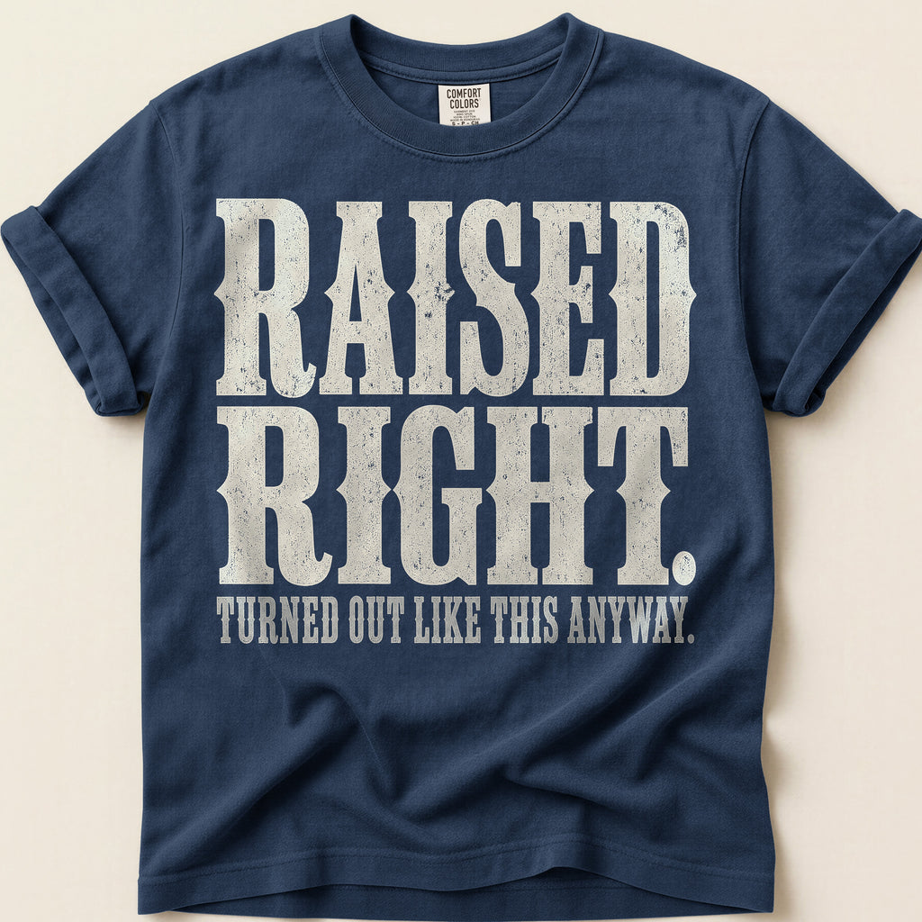 Raised Right T-Shirt on Navy
