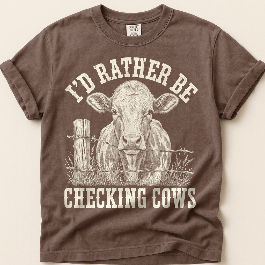 Rather Be Checking Cows T-Shirt on Espresso