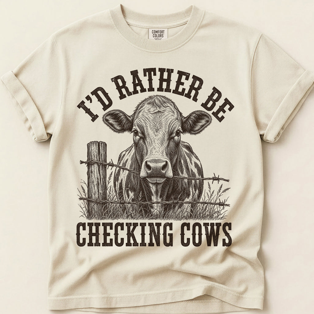 Rather Be Checking Cows T-Shirt on Ivory