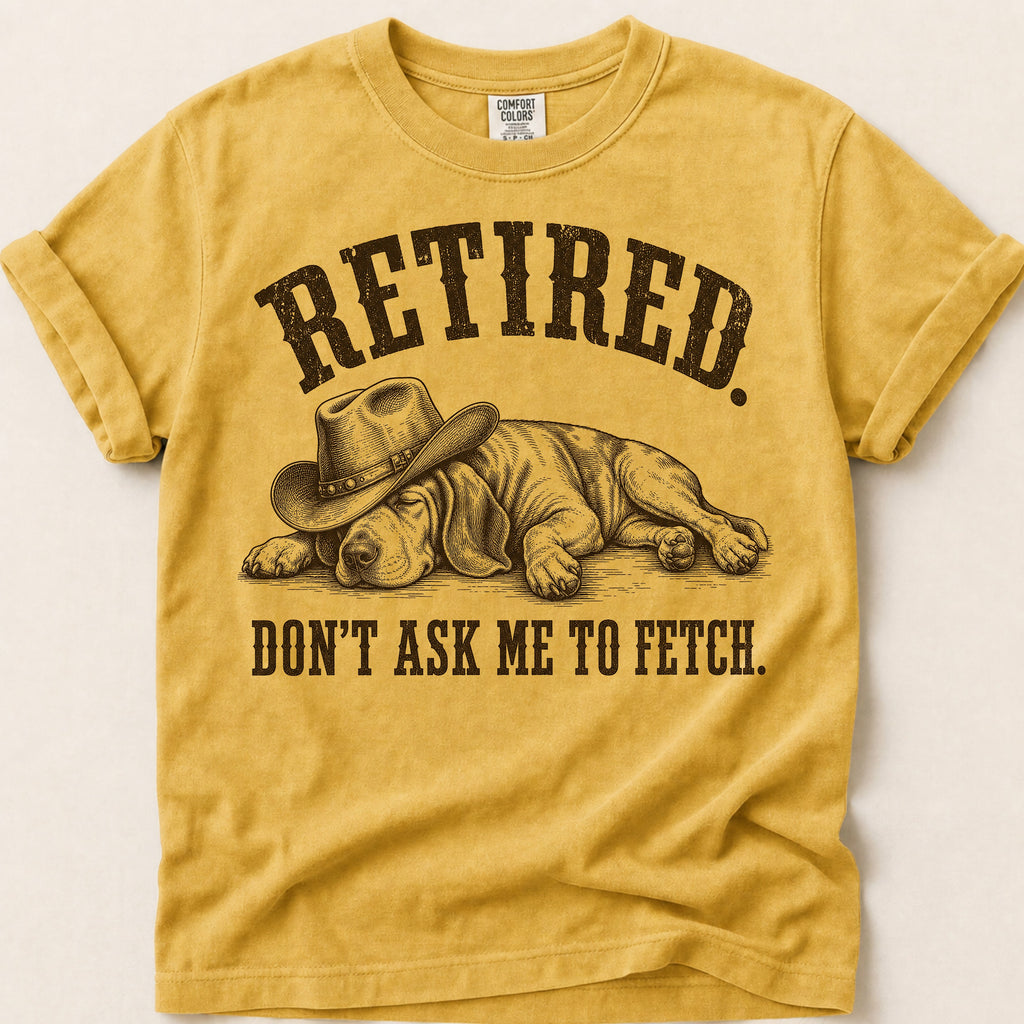Retired Hound T-Shirt on Mustard
