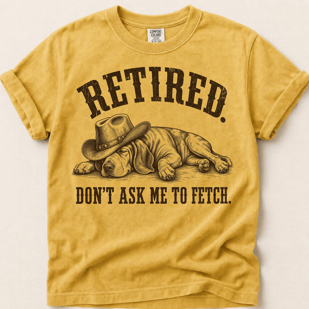 Retired Hound T-Shirt on Mustard