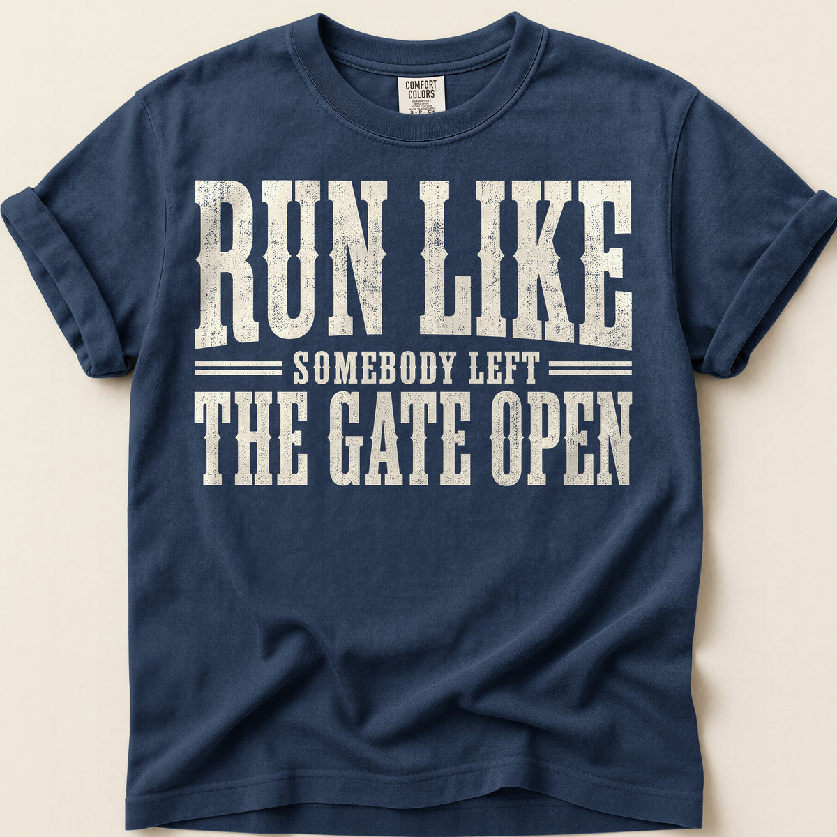 Run Like Gate Open T-Shirt on Navy
