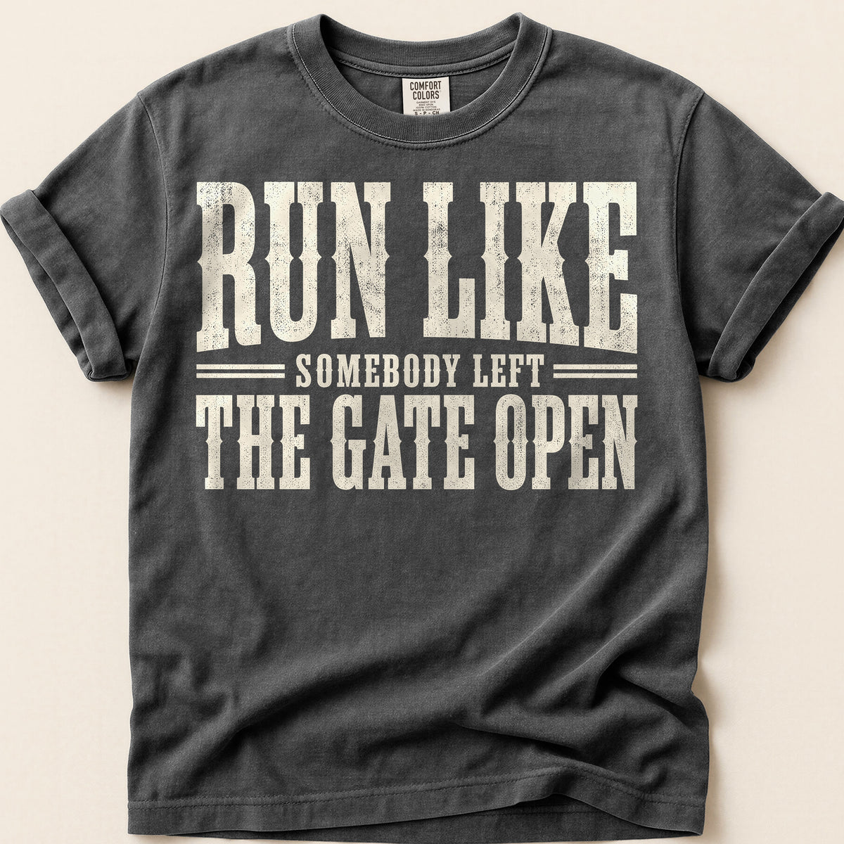 Run Like Gate Open T-Shirt on Pepper