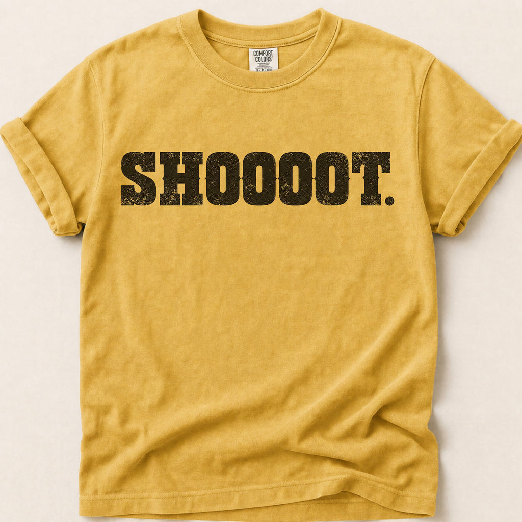 Shoooot T-Shirt on Mustard