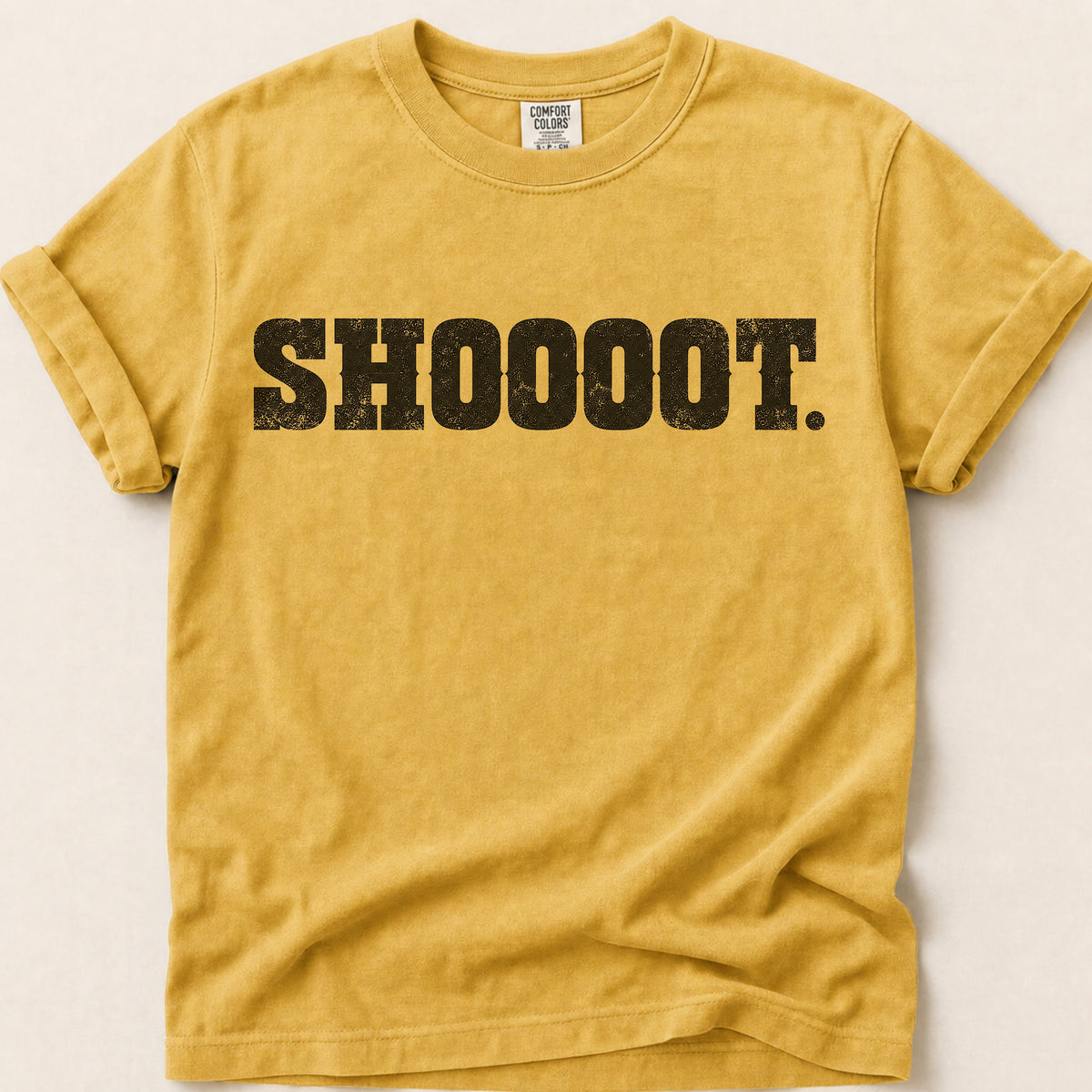 Shoooot T-Shirt on Mustard