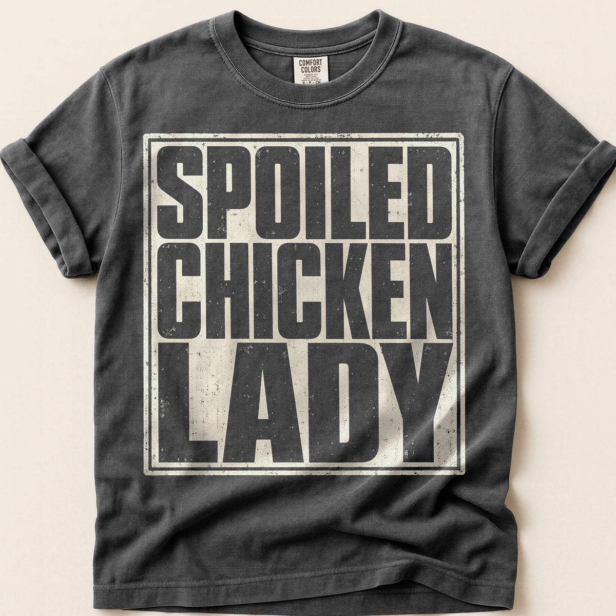 Spoiled Chicken Lady T-Shirt on Pepper