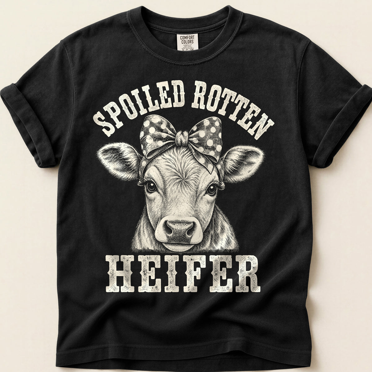 Spoiled Rotten Heifer T-Shirt on Black