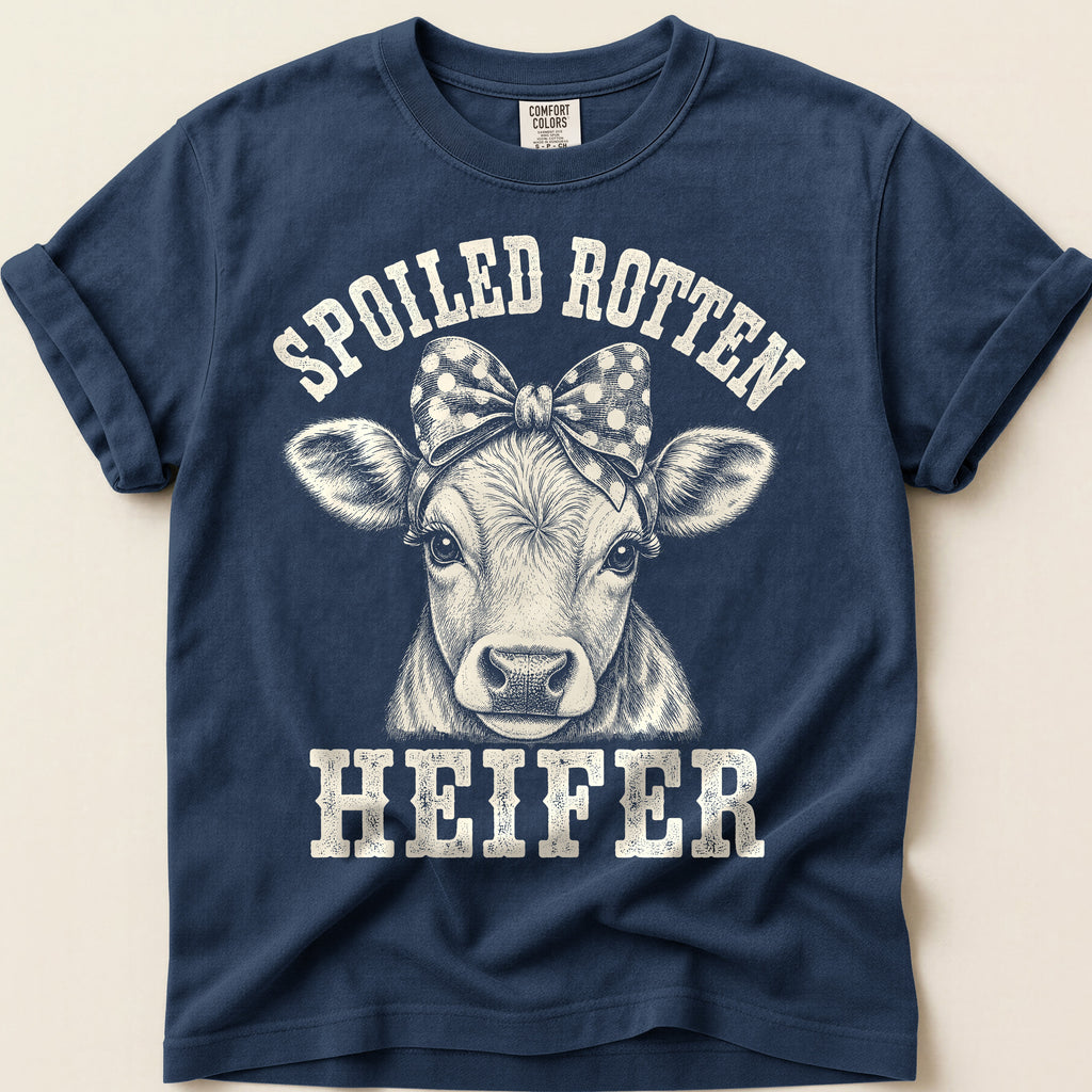 Spoiled Rotten Heifer T-Shirt on Navy