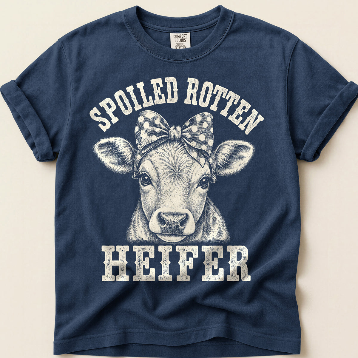 Spoiled Rotten Heifer T-Shirt on Navy